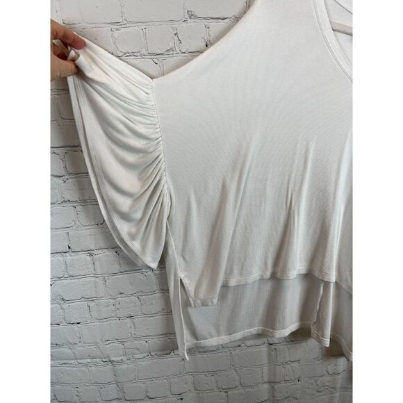 AKEMI + KIN ANTHROPOLOGIE oversized white knit short frill top blouse XS/S - Picture 4 of 7